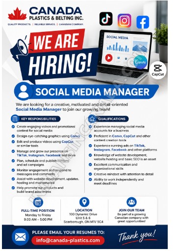 Social Media Manager (Full-Time) – Content Creation & Digital Marketing