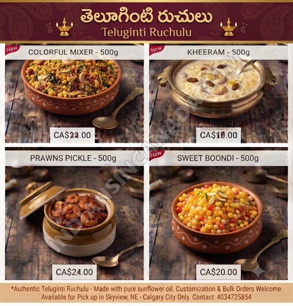 Teluginti Ruchulu - Bringing Authentic Andhra Flavours to Calgary