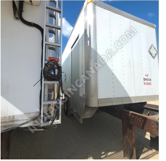 14' Used Van Body – Side Man Door, Shelving & Metal Floor