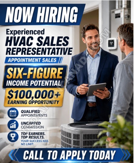 Experienced HVAC Sales Representative – 6-Figure Income Potential