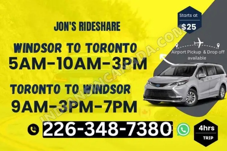 Daily Rideshare: Windsor β Toronto, Brampton, Mississauga & London | Multiple Departures