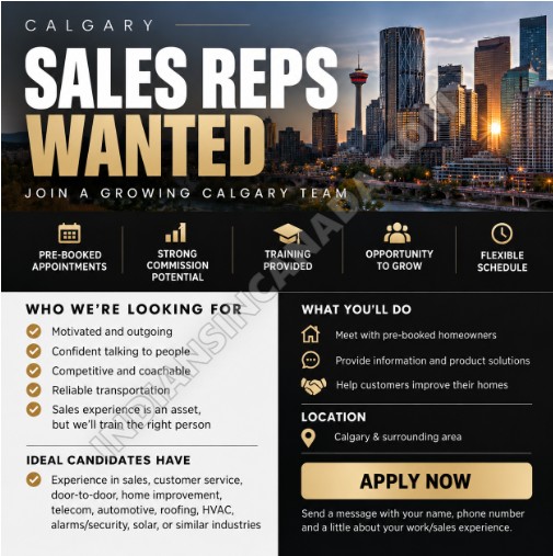 Sales Representative Jobs in Calgary – Full-Time Opportunity