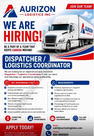 Dispatcher / Logistics Coordinator – Full-Time