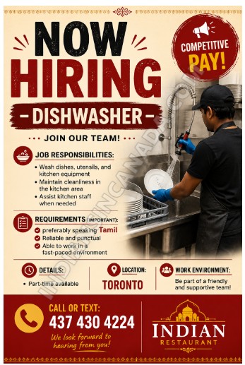 Part-Time Dishwasher Wanted