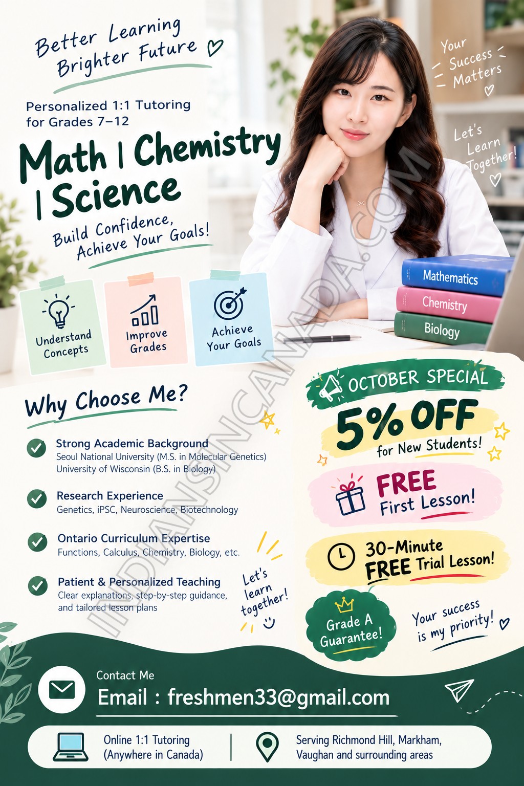 5+ years of tutoirng in Toronto (Math+Science) Gr.7-12th